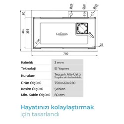 Crauf Dolce Vita 6370 PVD Kaplama Eviye Mat Gri Renk (530.2425.6370.24) - 2