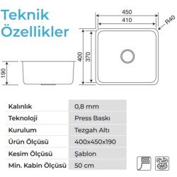Crauf Lavello 3040 Tezgah Altı Çelik Eviye Bakır Renk (530.1424.3040.24) - 2