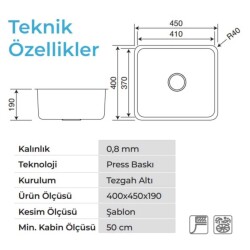 Crauf Lavello 3040 Tezgah Altı Çelik Eviye Mat Inox Renk (530.1421.3040.24) - 2