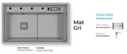 Crauf Lusso 1055 Eviye Takımı Mat Gri Renk (531.1425.1055.24) - 2