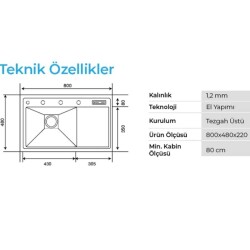 Crauf Lusso 1055 Eviye Takımı Mat Gri Renk (531.1425.1055.24) - 3