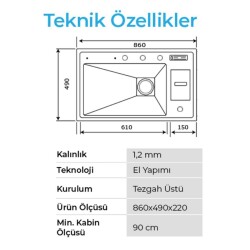 Crauf Lusso 1060 Eviye Takım Mat Gri Renk (531.1425.1060.24) - 3
