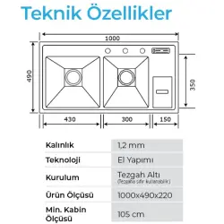 Crauf Lusso 1065 Pvd Eviye Takımı Füme Renk (537.1422.1065.24) - 3