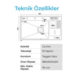 Crauf Lusso 1072 Eviye Takımı Mat Gri Renk (531.1425.1072.24) - 3