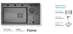 Crauf Lusso 1072 Pvd Eviye Takımı Füme Renk (531.1422.1072.24) - 2