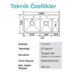 Crauf Lusso 1075 Eviye Takımı Mat Gri Renk (537.1425.1075.24) - 3