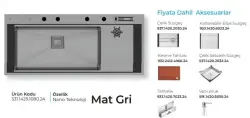Crauf Lusso 1080 Eviye Takımı Mat Gri Renk (531.1425.1080.24) - 2