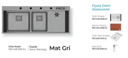 Crauf Lusso 1081 Eviye Takımı Mat Gri Renk (536.1425.1081.24) - 2