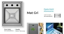 Crauf Lusso 6390 Eviye Takımı Mat Gri Renk (531.1425.6390.24) - 2