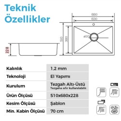 Crauf Poli 6302 Çelik Eviye Inox Renk (530.2420.6302.24) - 2