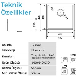 Crauf Stella 4444 Eviye Inox Renk (530.2420.4444.24) - 2