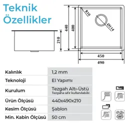 Crauf Stella 4449 Eviye Mat Gri Renk (530.2425.4449.24) - 2