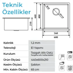 Crauf Stella 4460 Eviye Mat Gri Renk (530.2425.4460.24) - 2