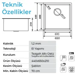 Crauf Stella 4465 Pvd Eviye Bakır Renk (530.2424.4465.24) - 2