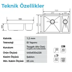 Crauf Stella 4563 Pvd İkiz Eviye Altın Renk (534.2423.4563.24) - 2