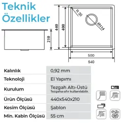 Crauf Venüs 3054 Pvd Eviye Bakır Eviye (530.1424.3054.24) - 2