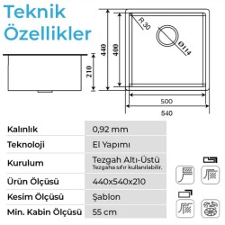 Crauf Venüs 3054 Tezgah Altı Eviye Inox Renk (530.1420.3054.24) - 2