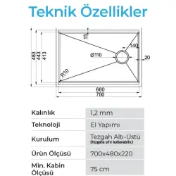 Crauf Vertice 4870 Pvd Eviye Bakır Renk (530.1424.4870.24) - 2