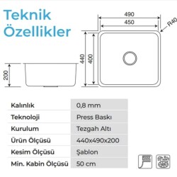 Crauf Vertice 4875 Pvd Füme Eviye (530.1422.4875.24) - 2