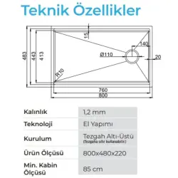 Crauf Vertice 4880 Mat Gri Eviye (530.1425.4880.24) - 2