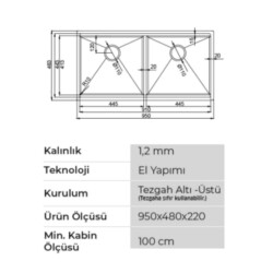 Crauf Vertice 4895 Pvd İkiz Eviye Altın Renk (537.1423.4895.24) - 2