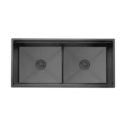 Crauf Vertice 4898A İkiz Eviye Pvd Füme Renk (537.1422.4898.24) - 1