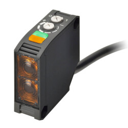 Fotoelektrik sensör kare gövde IR LED cisimden yansımalı 2,5m AC/DC röle L-ON/D-ON seçilebilir 2m kablolu - 1