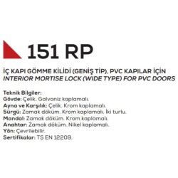 Kale 151/RP Pvc İçin Oda Kilit 35mm Rulmanlı (764) - 2