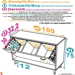ModilaynSÖKE100cmEkstraBüyük3ÇamaşırSepetliÇokAmaçlıBanyo,MutfakDolabıBeyaz(103-B3S_B_100) - 4