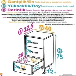 ModilaynSÖKE3'lüÇekmeceBanyoDolabı40cm(103-B3Ç_B_40) - 4