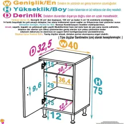 ModilaynSÖKE40cm1Kapaklı3GözRafÇokAmaçlıBanyo,MutfakDolabıBeyaz(103-B1K_2R_B_40) - 4