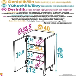 ModilaynSÖKE40cm1Kapaklı4GözRafÇokAmaçlıBanyo,MutfakDolabıBeyaz(103-B1K_3R_B_40) - 4