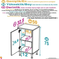 ModilaynSÖKE50cm1Kapaklı2GözRafÇokAmaçlıBanyo,MutfakDolabıBeyaz(103-B1K_1R_B_50) - 4