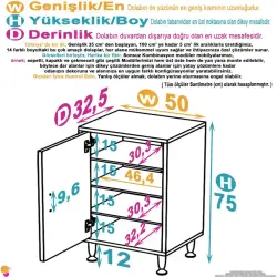 ModilaynSÖKE50cm1Kapaklı4GözRafÇokAmaçlıBanyo,MutfakDolabıBeyaz(103-B1K_3R_B_50) - 4