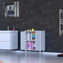 ModilaynSÖKE55cm2Kapaklı2GözRafÇokAmaçlıBanyo,MutfakDolabıBeyaz(103-B2K_1R_B_55) - 1