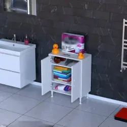 ModilaynSÖKE55cm2Kapaklı3GözRafÇokAmaçlıBanyo,MutfakDolabıBeyaz(103-B2K_2R_B_55) - 3