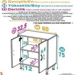 ModilaynSÖKE60cm2Kapaklı2GözRafÇokAmaçlıBanyo,MutfakDolabı(103-B2K_1R_B_60) - 4