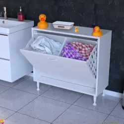 ModilaynSÖKE70cm2GözSepetliMiniÇokAmaçlıBanyo,MutfakDolabıBeyaz(103-B2S_B_70) - 3
