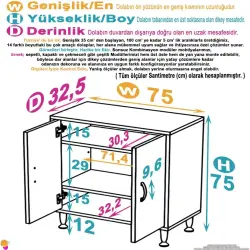 ModilaynSÖKE75cm2Kapaklı3GözRafÇokAmaçlıBanyo,MutfakDolabıBeyaz(103-B2K_2R_B_75) - 4