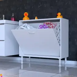ModilaynSÖKE80cm2GözSepetliMiniÇokAmaçlıBanyo,MutfakDolabıBeyaz(103-B2S_B_80) - 1