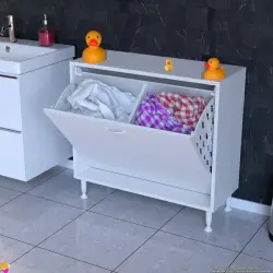 ModilaynSÖKE85cm2GözSepetliMiniÇokAmaçlıBanyo,MutfakDolabıBeyaz(103-B2S_B_85) - 3