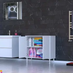ModilaynSÖKE85cm2Kapaklı2GözRafÇokAmaçlıBanyo,MutfakDolabıBeyaz(103-B2K_1R_B_85) - 1
