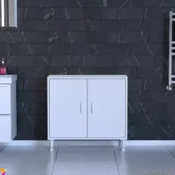 ModilaynSÖKE85cm2Kapaklı2GözRafÇokAmaçlıBanyo,MutfakDolabıBeyaz(103-B2K_1R_B_85) - 2