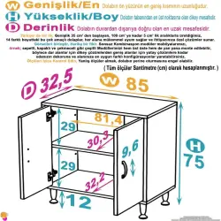 ModilaynSÖKE85cm2Kapaklı2GözRafÇokAmaçlıBanyo,MutfakDolabıBeyaz(103-B2K_1R_B_85) - 4