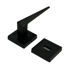 Sese Prizma Modeli Kare Rozetli Oda Kapı Kolu Siyah (200-112R-01-02) - 2