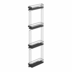 Starax 15cm Çift Açılım Gizli Raylı 4 Sepetli Ahşap Tabanlı Sol Şişelik Antrasit Renk (S-2919-A) - 2