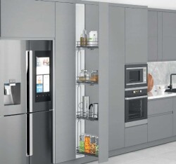 Starax 20cm 70 Çift Açılım Gizli Raylı 4 Sepetli Ahşap Tabanlı Şişelik Sağ (S-2928-A) - 1