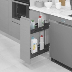 Starax 20cm Unique Box Gizli Raylı Deterjanlık (Çift Açılım) Antrasit Renk Sol Yön (S-2441-UB-A) - 1
