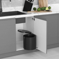 Starax 2253 Çöp Kovası Siyah Renk Otomatik Kapak 10 Litre Modül 40cm (S-2253-B) - 1