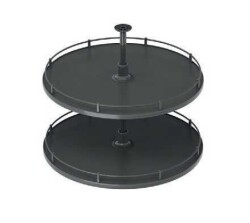 Starax 28+28cm Kaymaz Yüzeyli 4/4 Klasik Döner Ahşap Tablalı Sepet Takımı (S-3138-A) - 2